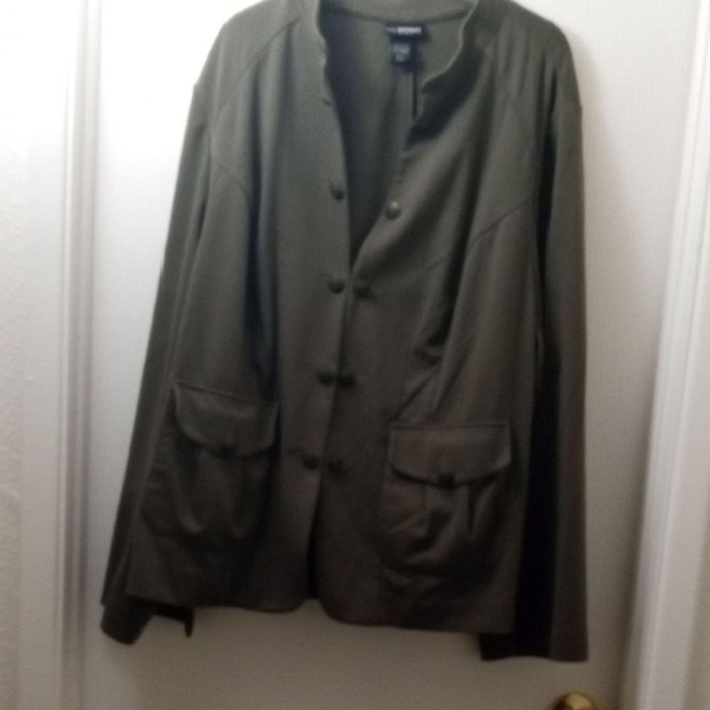 Lane Bryant Green Military Field Jacket Relaxed Fit Size 24 Knit Excellent  Shap